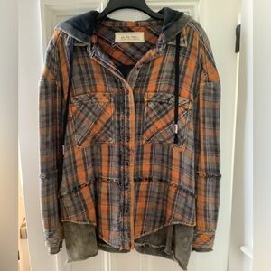NWOT Free People Calico Basin Plaid Hooded Button-down Jacket / Shacket XS